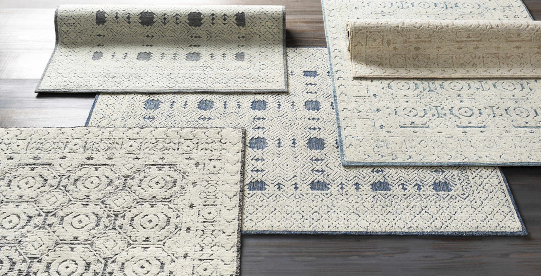 Poland Traditional Ivory And Blue Hand Tufted Area Rug