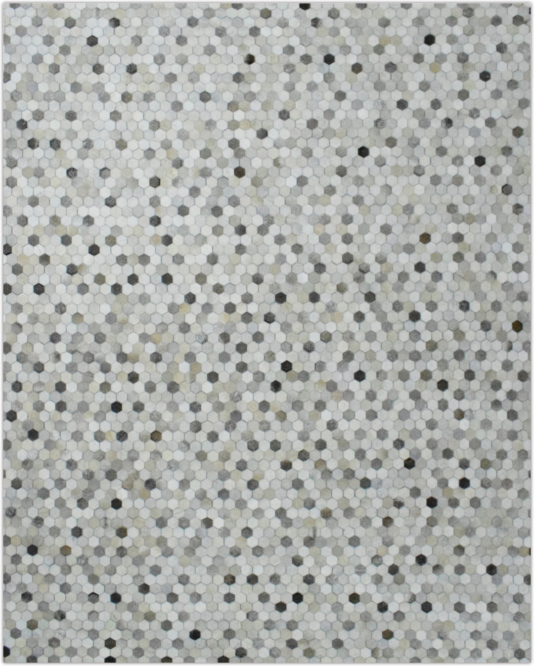 Quick Ship Modern Silver And Ivory Handmade 5x8 Leather Rug