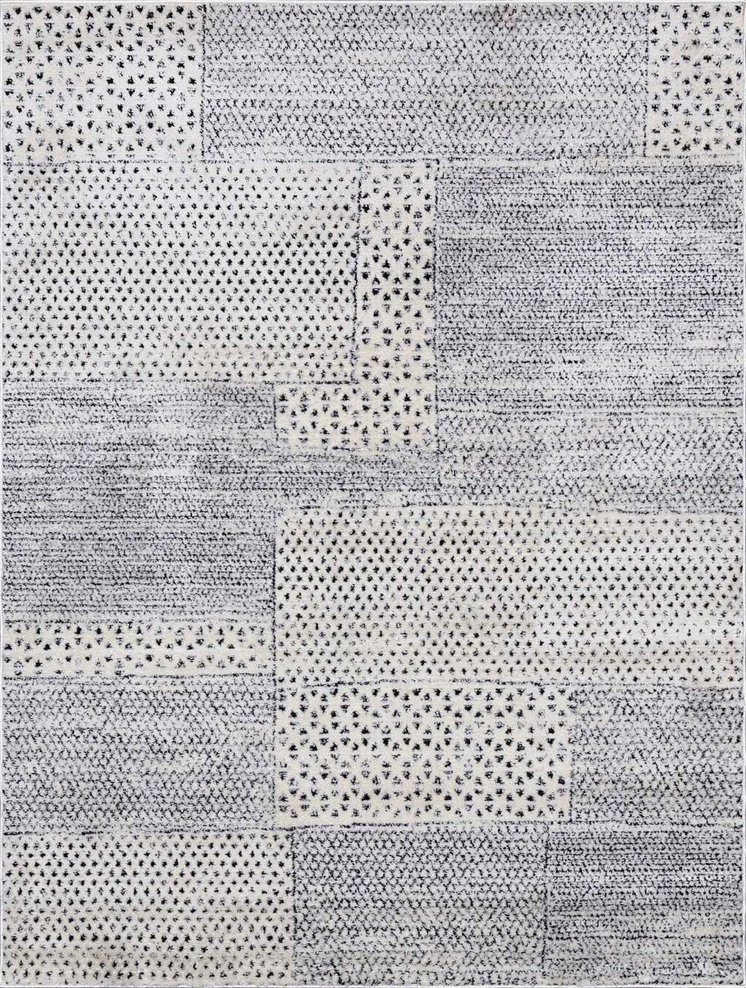 Architect Abstract Ivory And Charcoal Machine Woven Rug