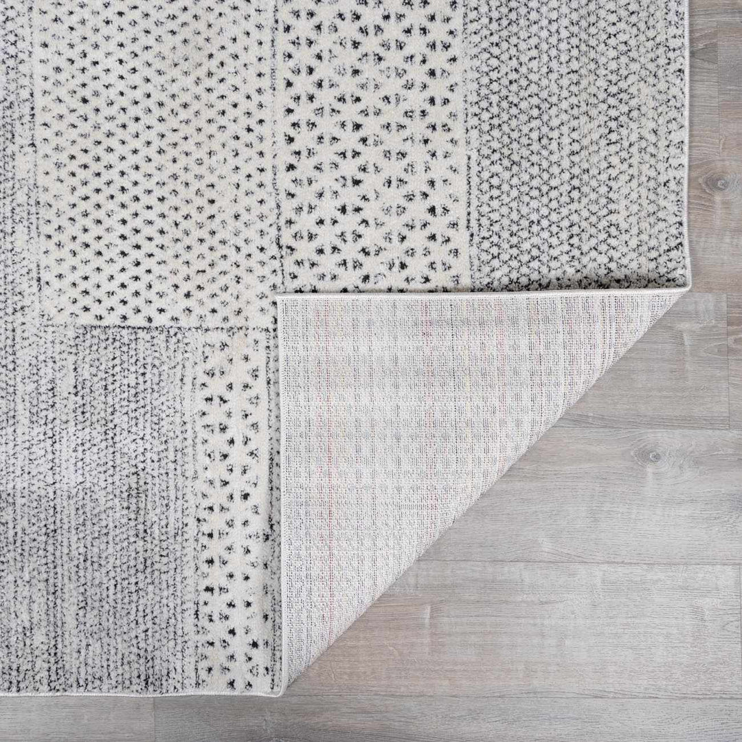 Architect Abstract Ivory And Charcoal Machine Woven Rug