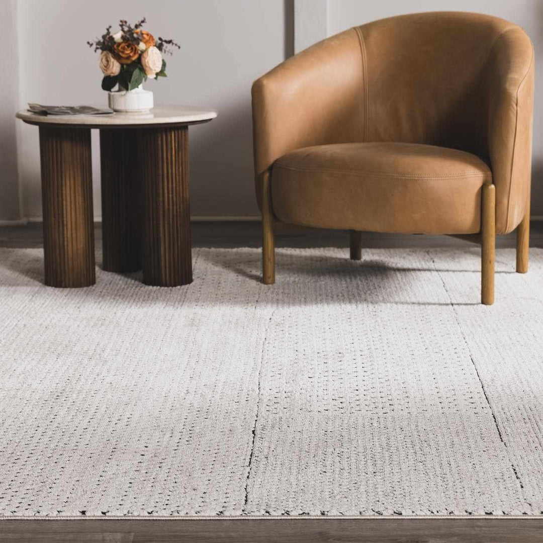 Architect Abstract Ivory And Charcoal Machine Woven Rug