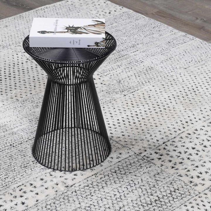 Architect Abstract Ivory And Charcoal Machine Woven Rug