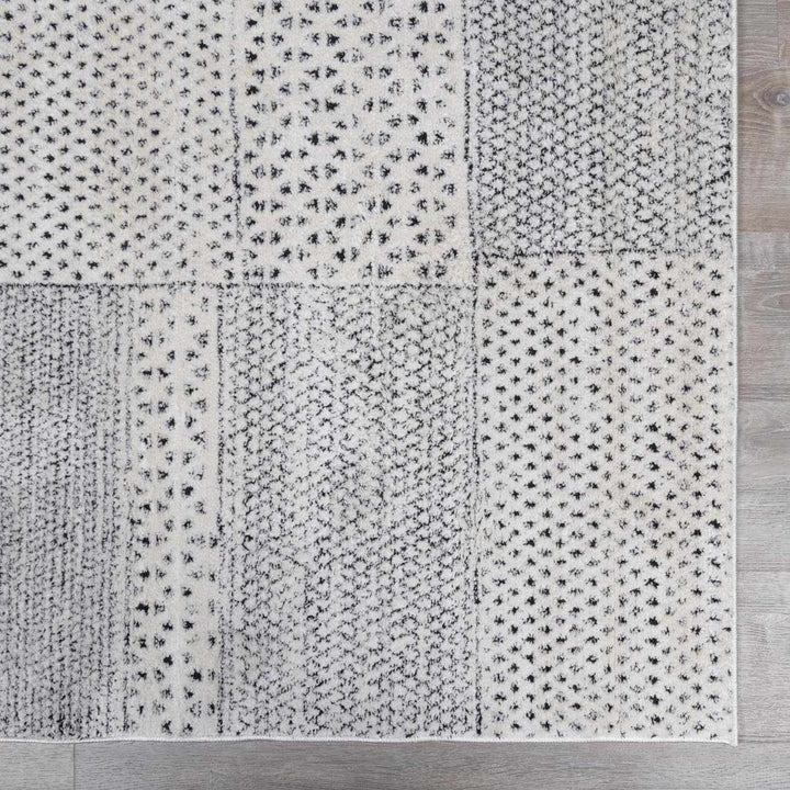 Architect Abstract Ivory And Charcoal Machine Woven Rug