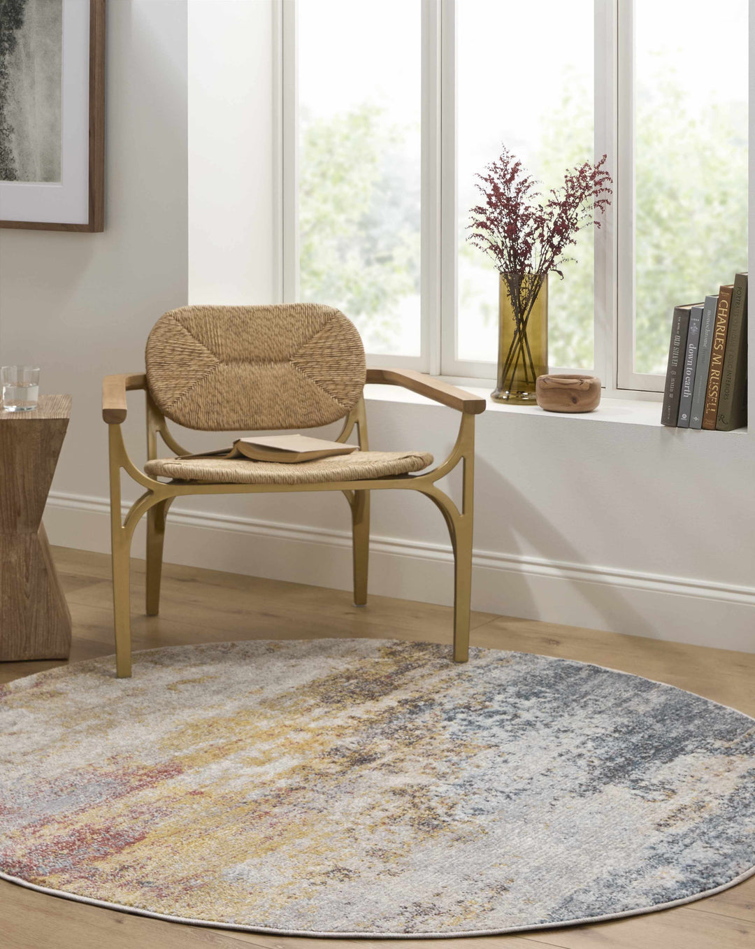 Alexandra Modern Abstract Design Blue And Mustard Area Rug
