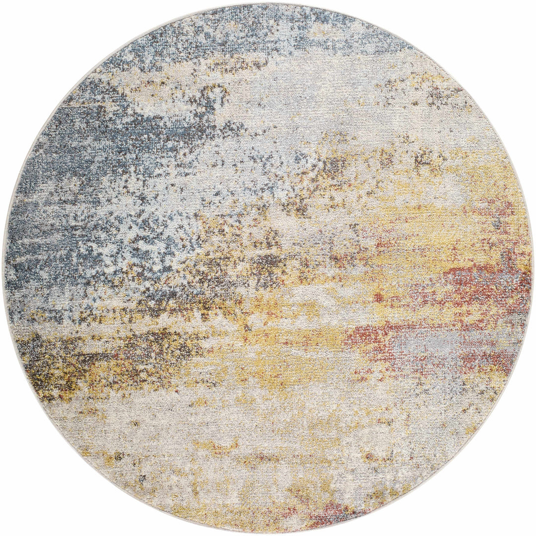 Alexandra Modern Abstract Design Blue And Mustard Area Rug