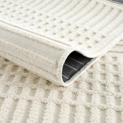 Modern Contemporary Ivory and Beige Medium pile Washable Area Rug