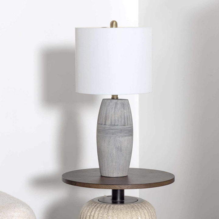 Mabayo Ribbed White Ceramic Table Lamp – Contemporary Accent Lighting