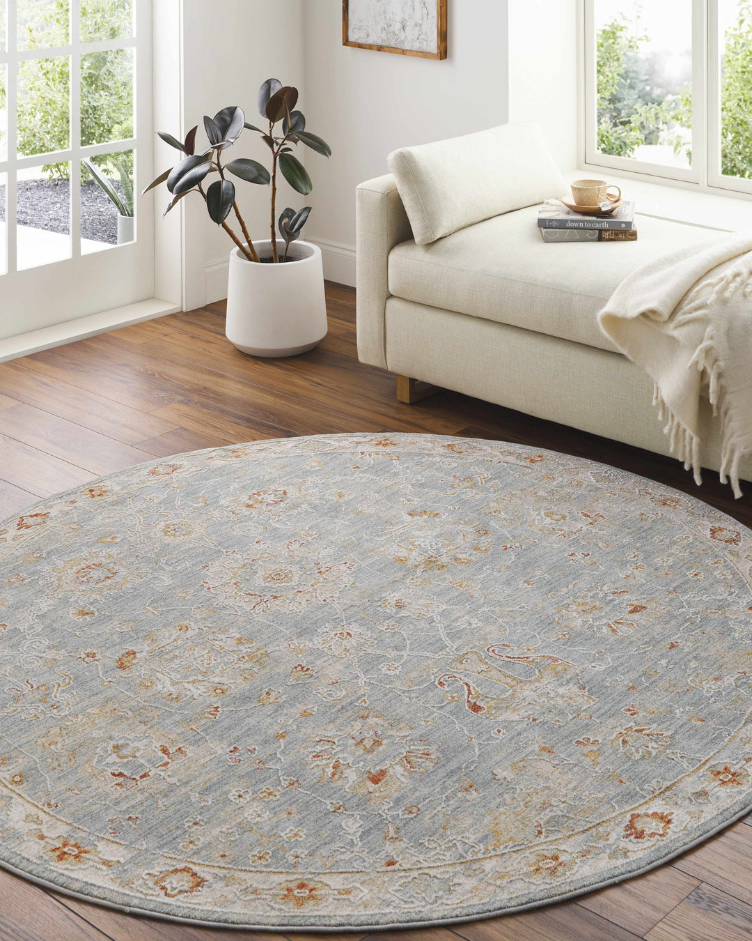 Mangham Blue And Ivory Traditional Style Area Rug