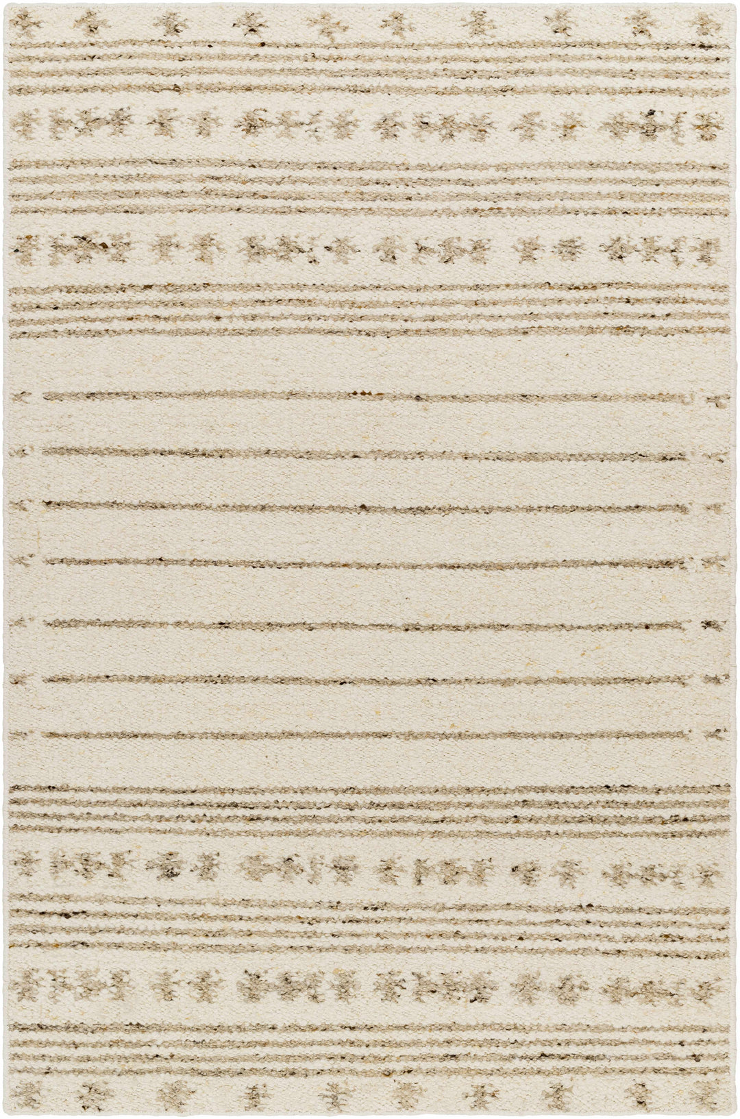 Matawan Modern Style Ivory Hand Woven Wool Area Rug