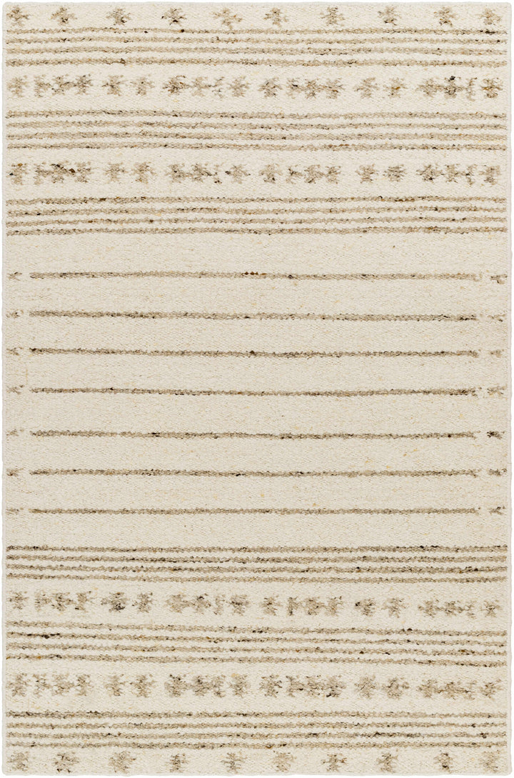 Matawan Modern Style Ivory Hand Woven Wool Area Rug