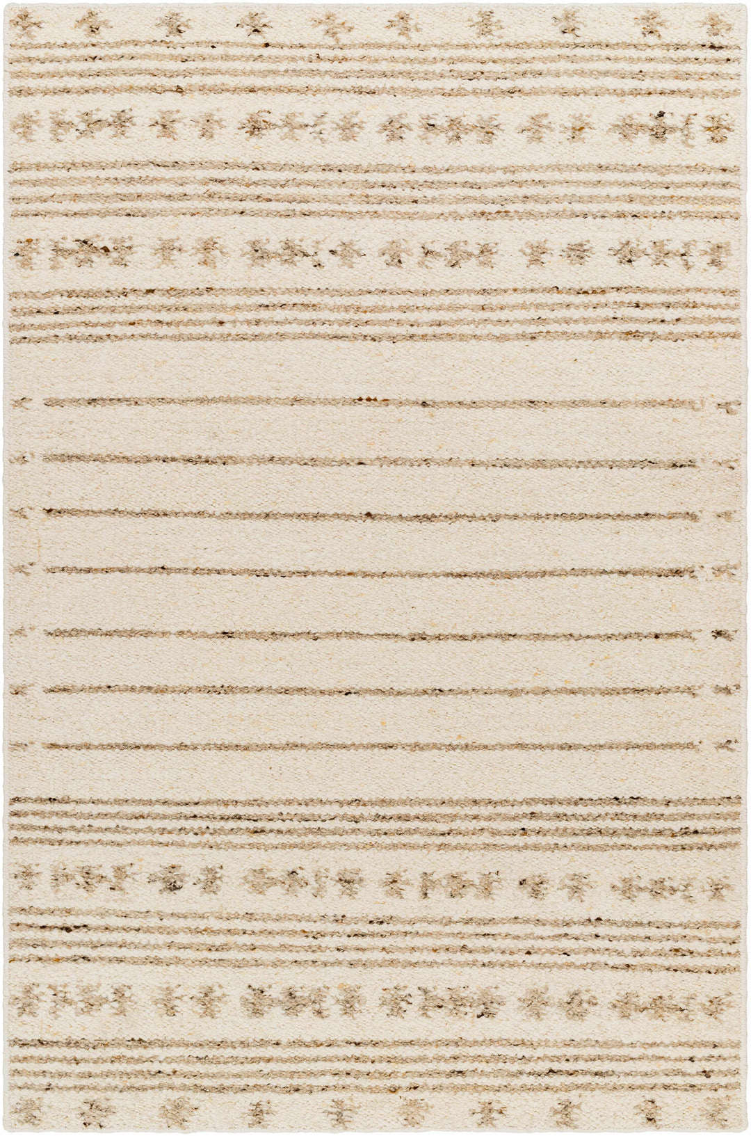 Matawan Modern Style Ivory Hand Woven Wool Area Rug