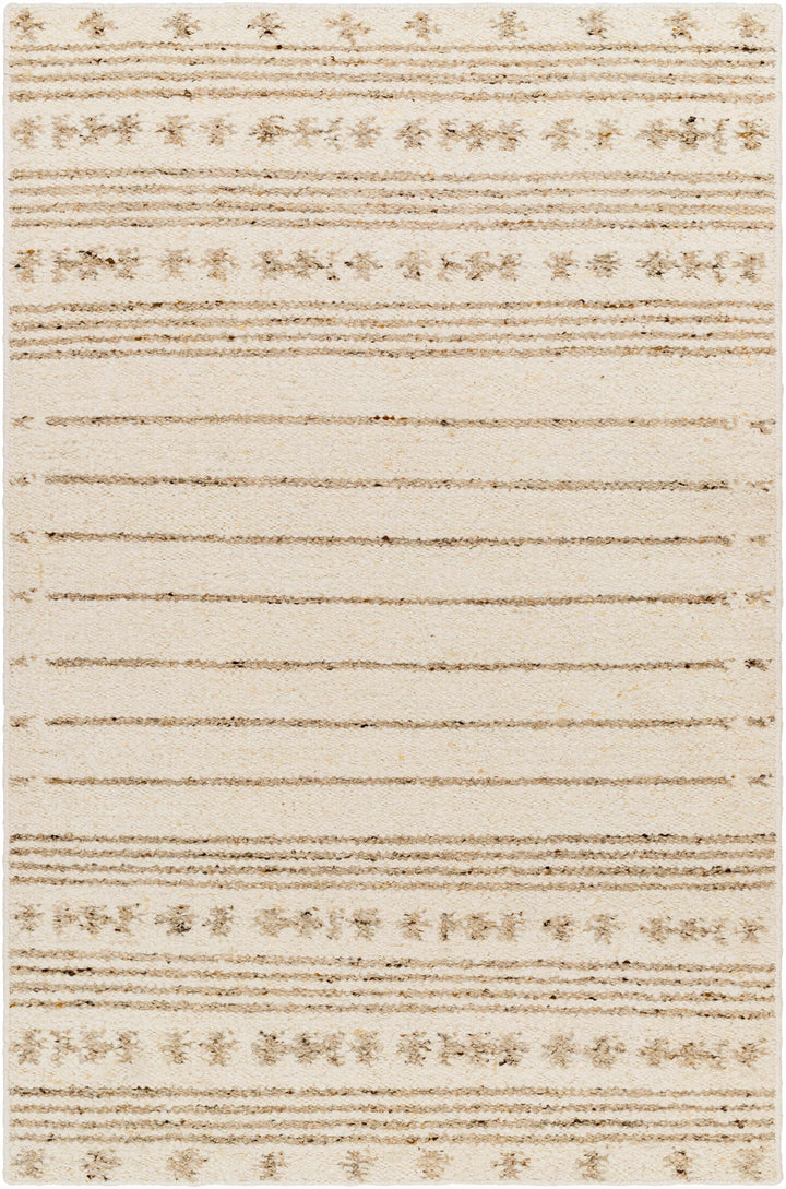 Matawan Modern Style Ivory Hand Woven Wool Area Rug