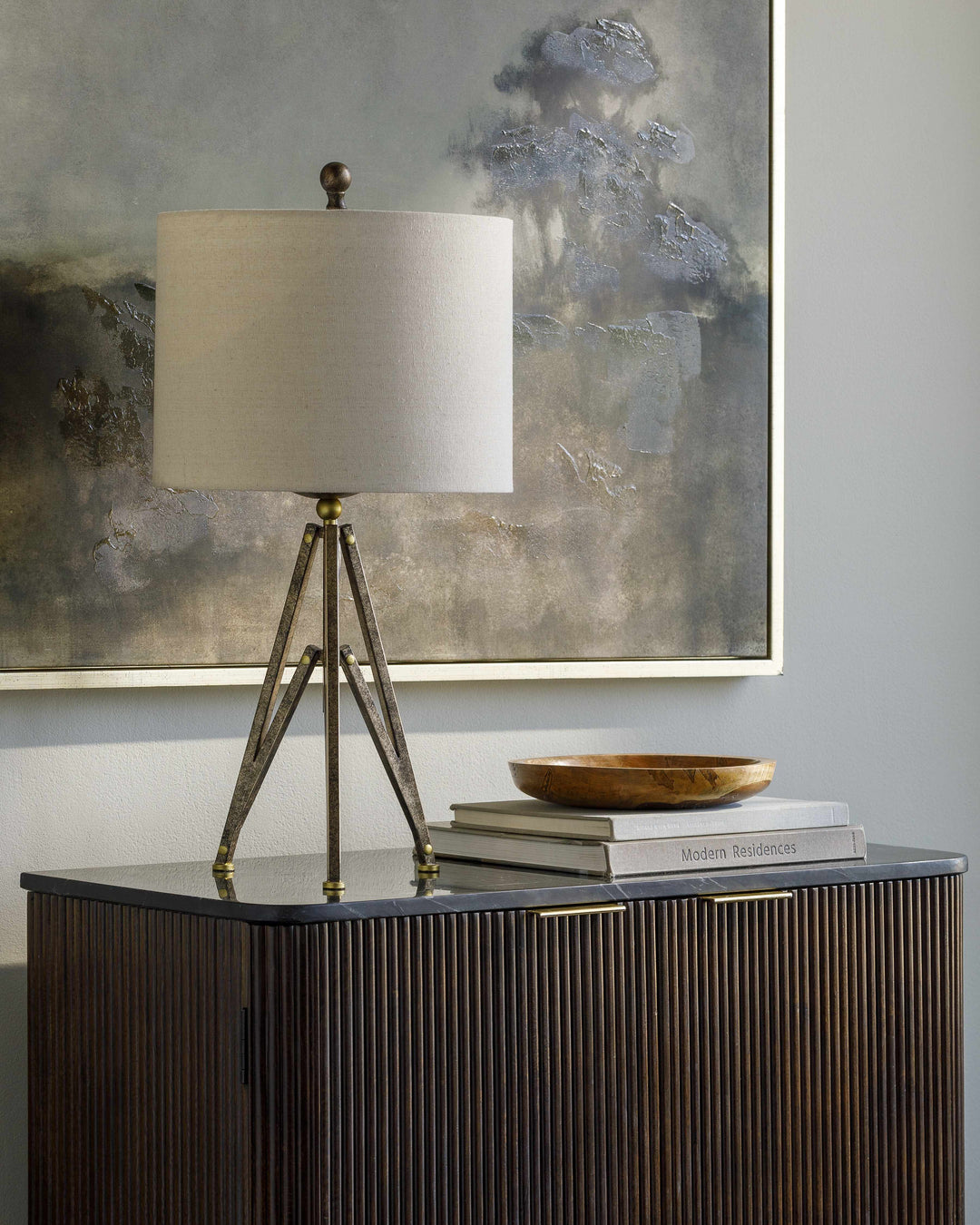 Melita Traditional Table Lamp – Bronze Iron Base & Linen Shade