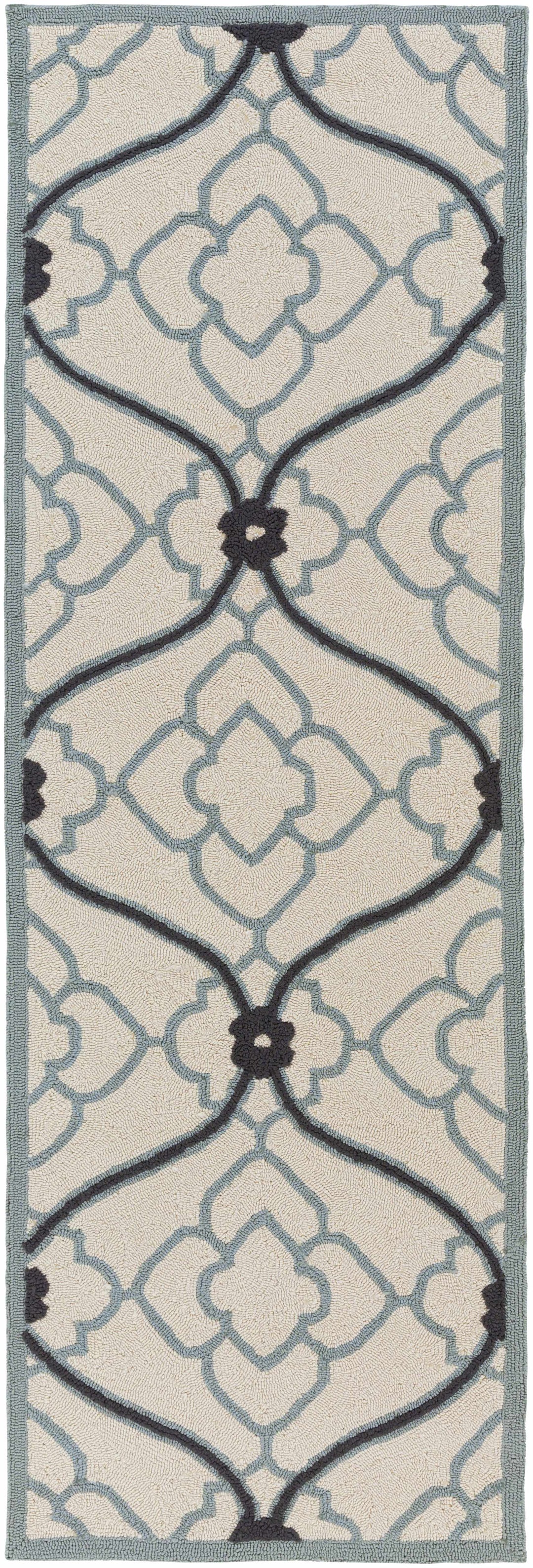 Menomonie Contemporary Geometrical Ivory And Gray Outdoor Area Carpet