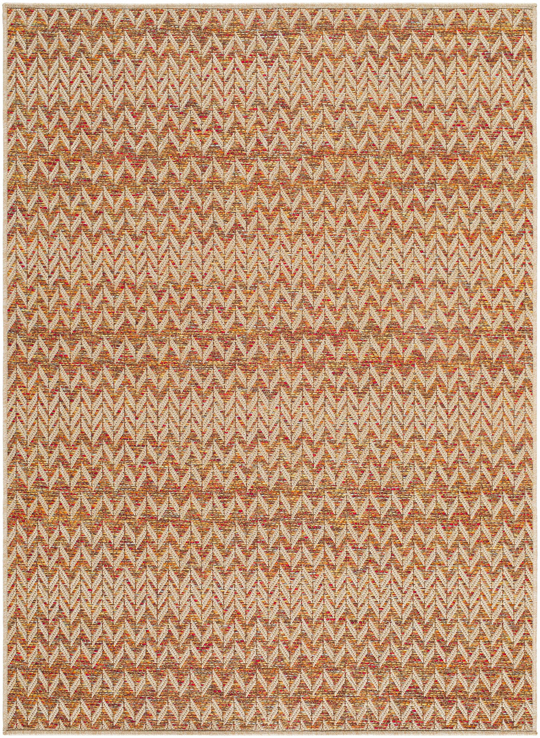 Alazne Contemporary Style Orange And Beige Outdoor Area Rug