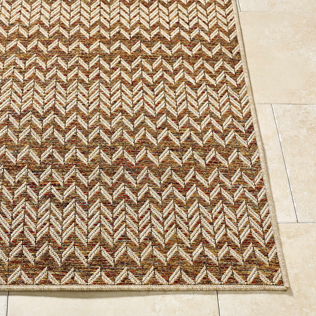 Alazne Contemporary Style Orange And Beige Outdoor Area Rug