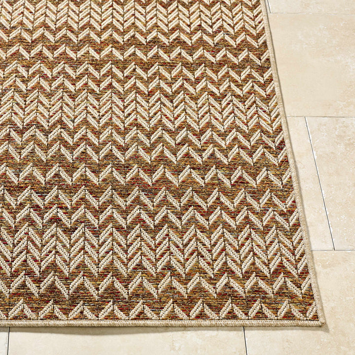 Alazne Contemporary Style Orange And Beige Outdoor Area Rug