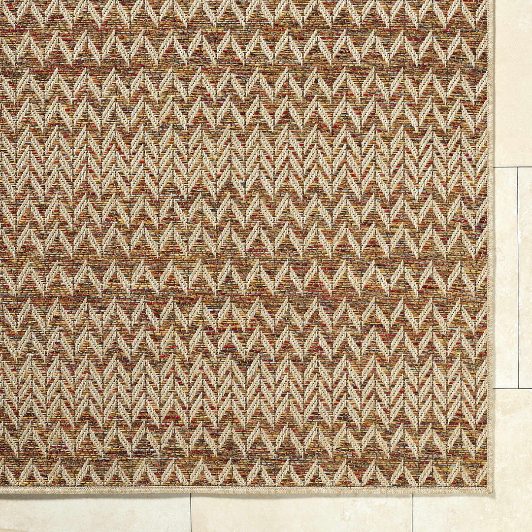 Alazne Contemporary Style Orange And Beige Outdoor Area Rug