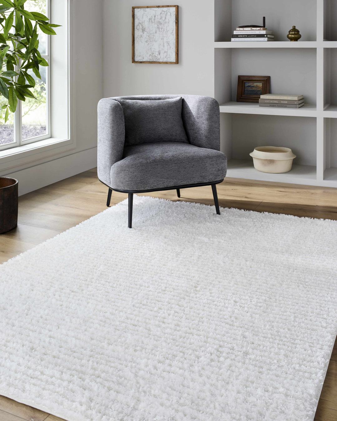 Alysha Modern Solid Design White Area Rug