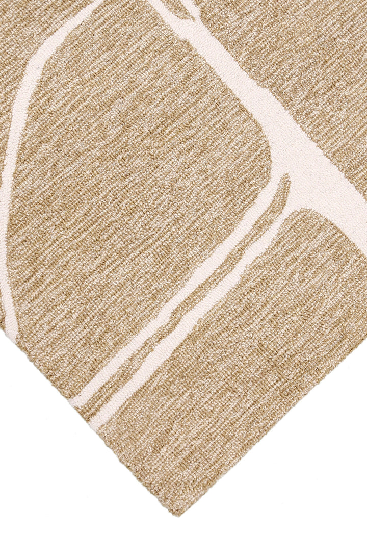 Ivory and Beige Stone Mosaic Hand-Tufted Wool Area Rug