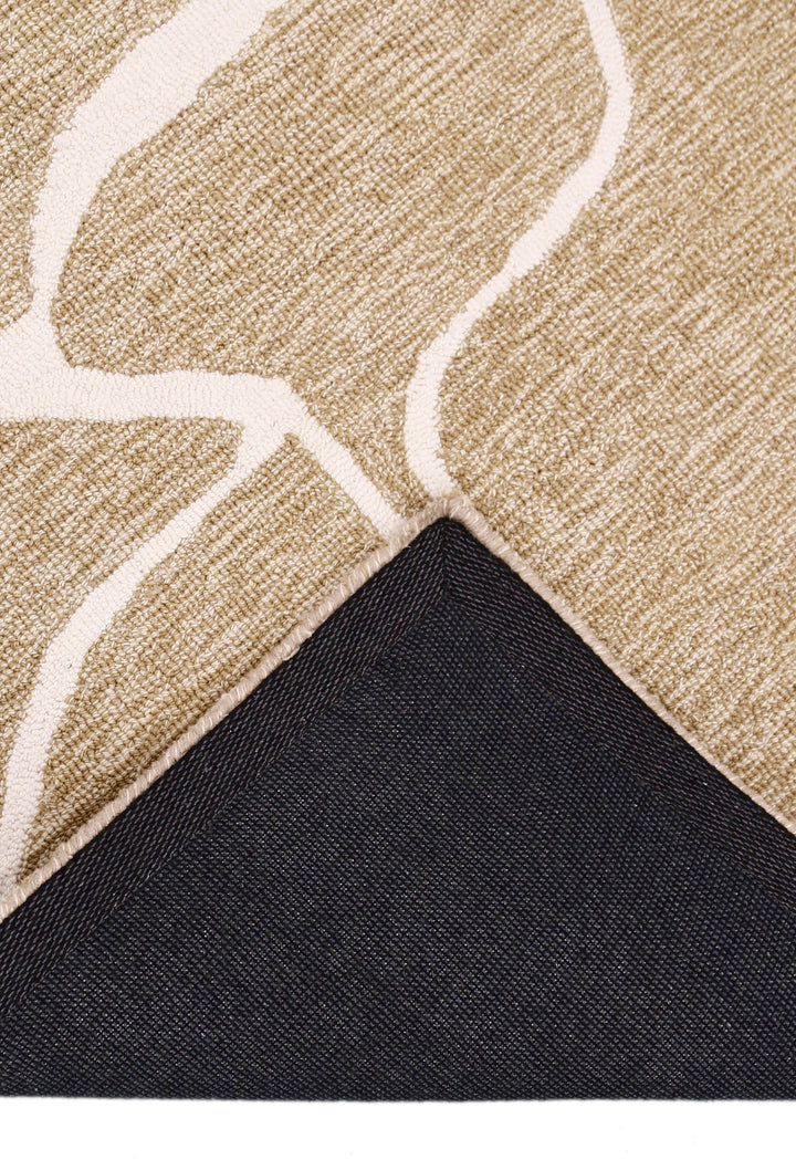 Ivory and Beige Stone Mosaic Hand-Tufted Wool Area Rug
