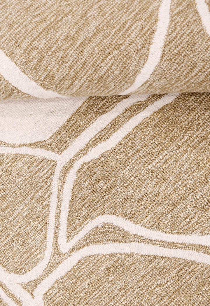 Ivory and Beige Stone Mosaic Hand-Tufted Wool Area Rug