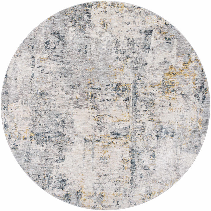 Modern Abstract Gray And Ivory Machine Woven Rug
