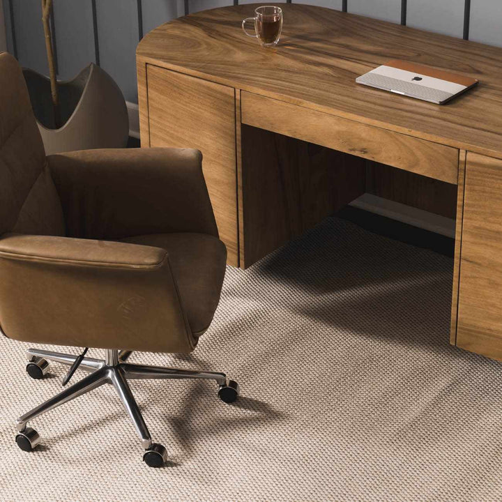 Midha Modern Solid Beige Machine Woven Rug
