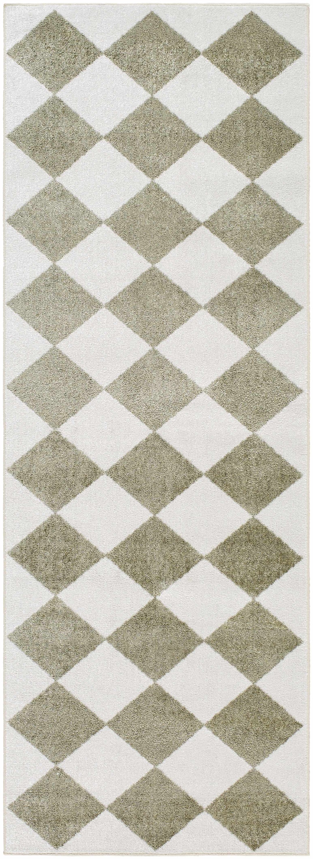 Ulric Modern Geometrical Green And Ivory Washable Rug