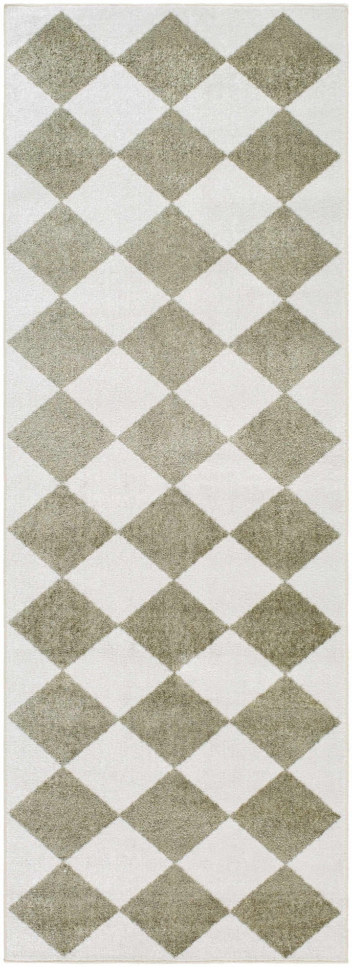 Ulric Modern Geometrical Green And Ivory Washable Rug