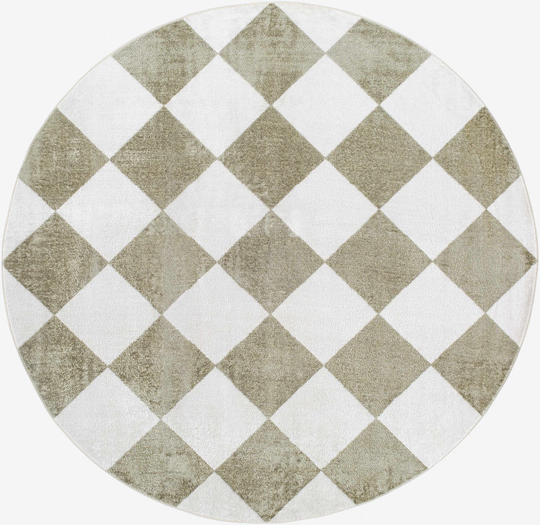 Ulric Modern Geometrical Green And Ivory Washable Rug