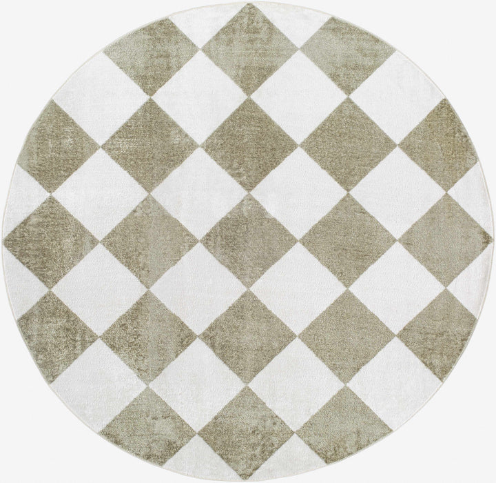 Ulric Modern Geometrical Green And Ivory Washable Rug