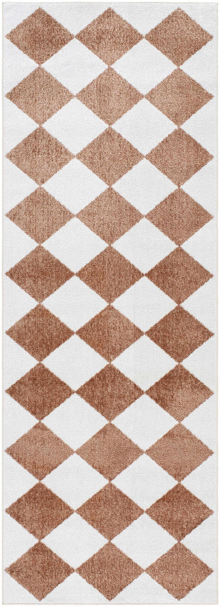Ulric Modern Geometrical Brown And White Washable Area Rug
