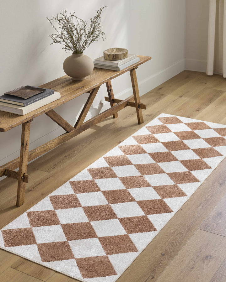 Ulric Modern Geometrical Brown And White Washable Area Rug