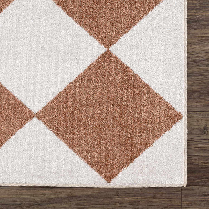 Ulric Modern Geometrical Brown And White Washable Area Rug