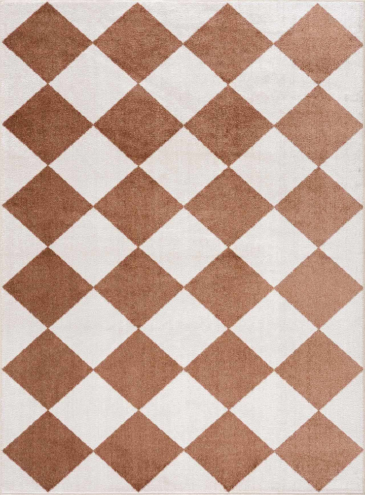 Ulric Modern Geometrical Brown And White Washable Area Rug