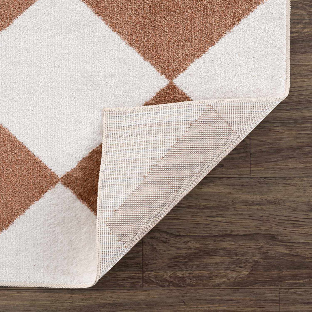 Ulric Modern Geometrical Brown And White Washable Area Rug