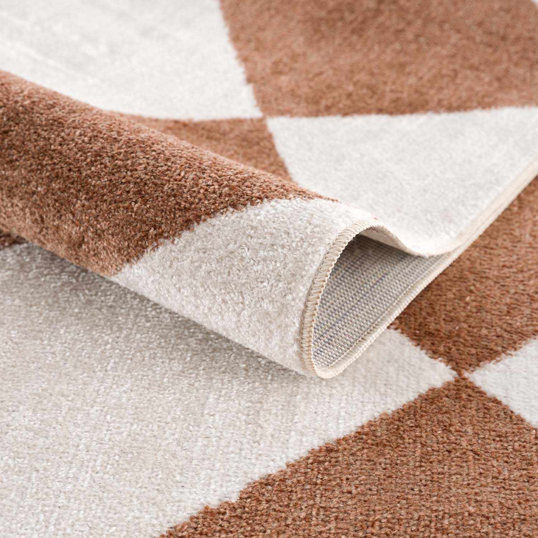 Ulric Modern Geometrical Brown And White Washable Area Rug