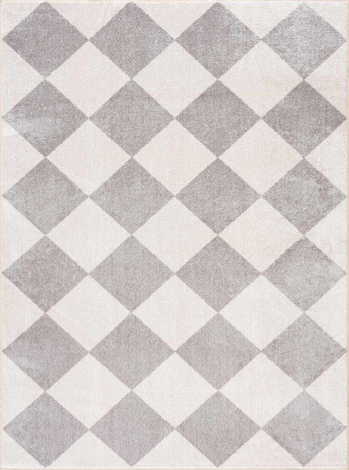 Ulric Modern Geometrical Gray And Ivory Washable Rug