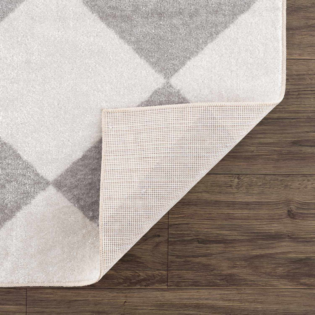 Ulric Modern Geometrical Gray And Ivory Washable Rug