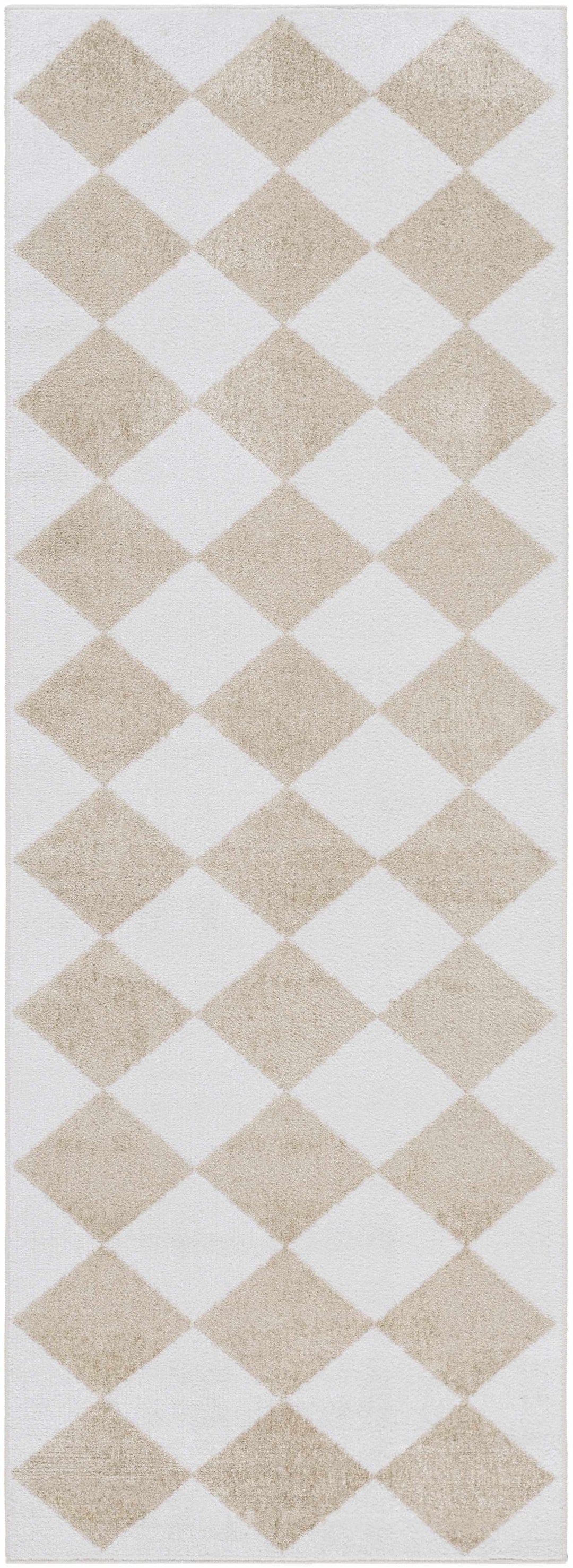 Ulric Modern Geometrical Beige And Ivory Washable Area Rug