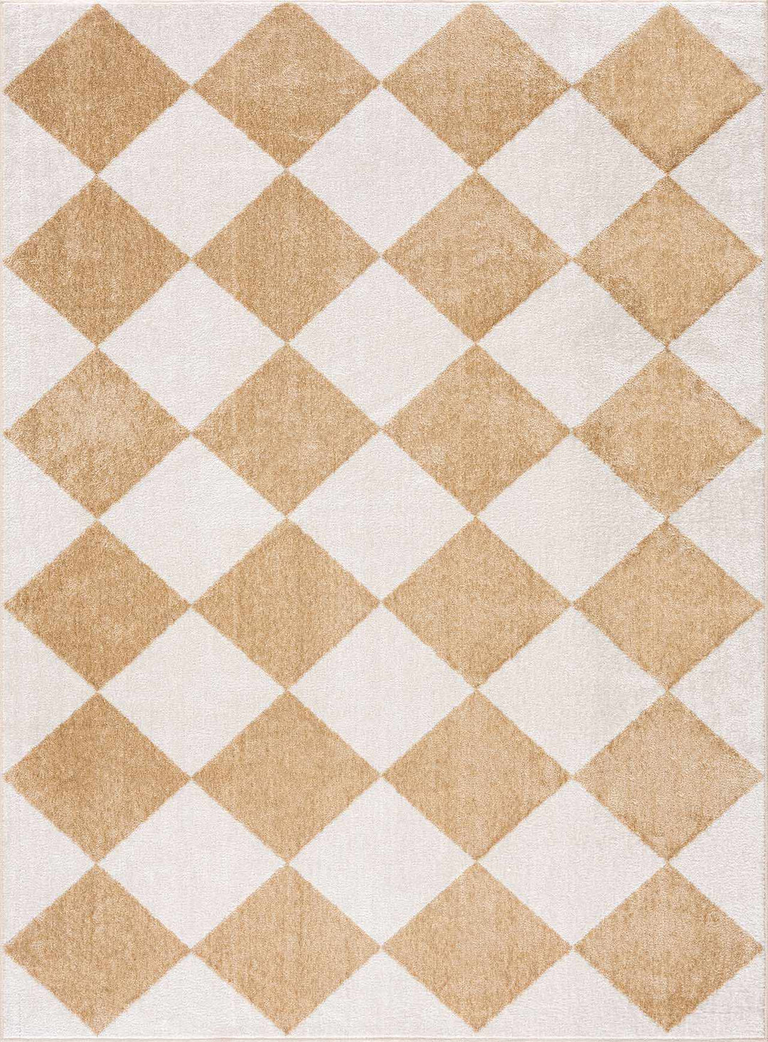 Ulric Modern Geometrical Beige And Ivory Washable Area Rug