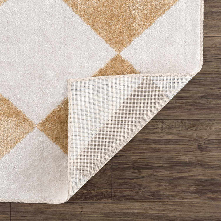 Ulric Modern Geometrical Beige And Ivory Washable Area Rug