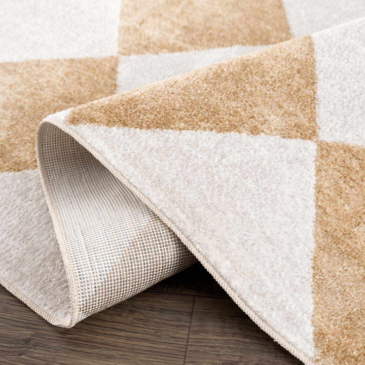 Ulric Modern Geometrical Beige And Ivory Washable Area Rug