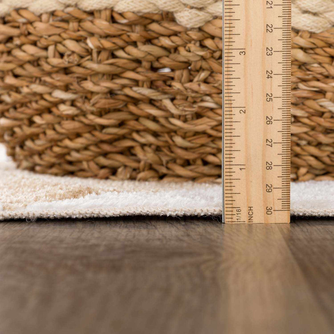 Ulric Modern Geometrical Beige And Ivory Washable Area Rug