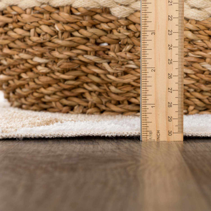 Ulric Modern Geometrical Beige And Ivory Washable Area Rug