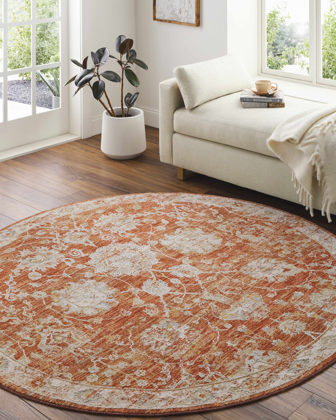 Manawan Traditional Area Rug – Cream, Rust & Olive