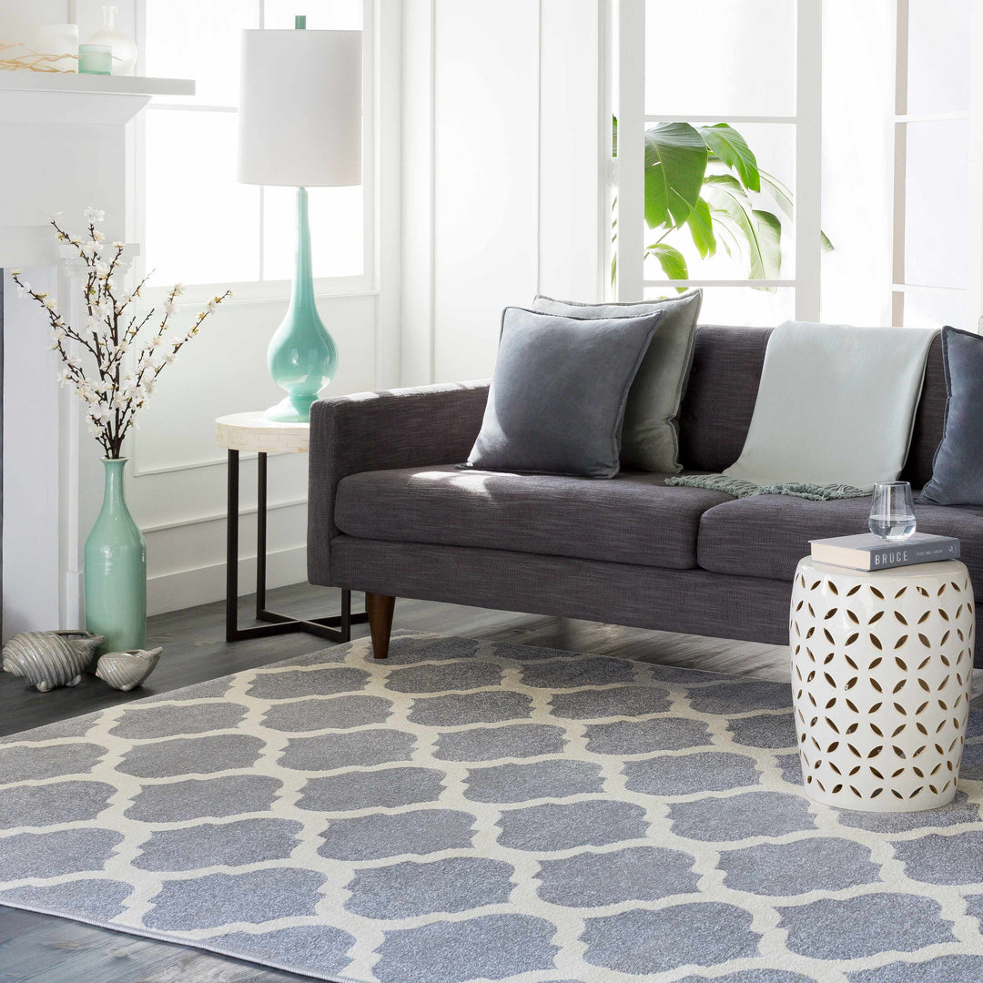 Mongo Ivory And Gray Modern Geometrical Design Area Rug