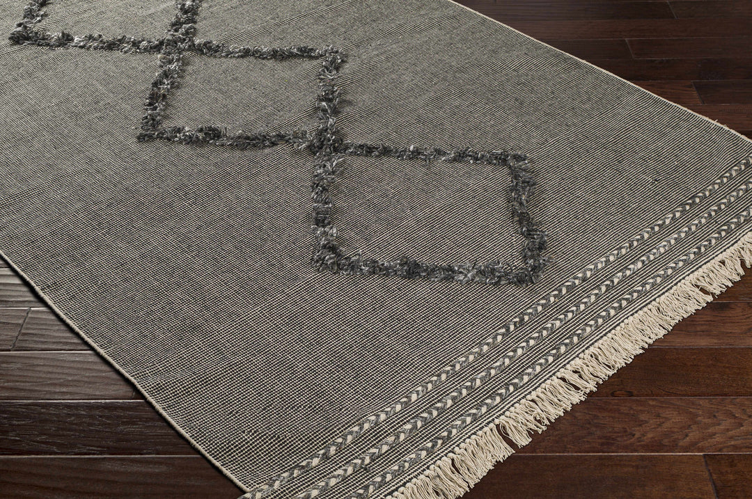 Mossman Modern Geometrical Design Black Hand Woven Area Rug