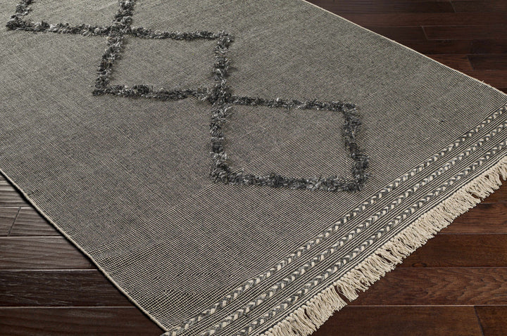 Mossman Modern Geometrical Design Black Hand Woven Area Rug